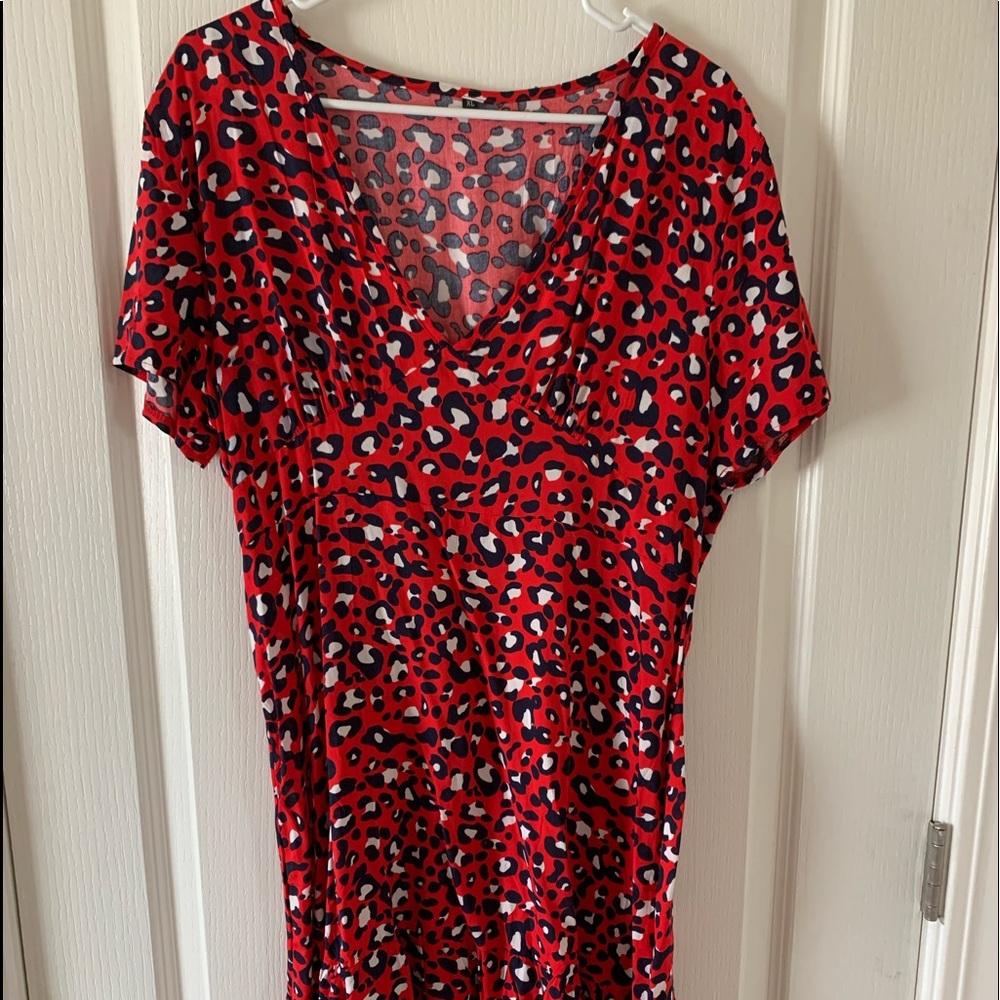 Red leopard print dress